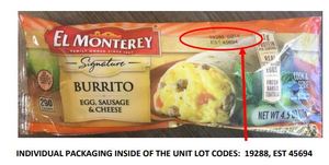 Recall of Frozen Breakfast Burritos